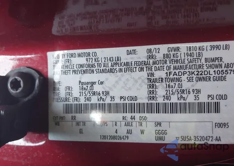 2013 Ford Focus Se from USA, damaged, VIN 1FADP3K22DL105579